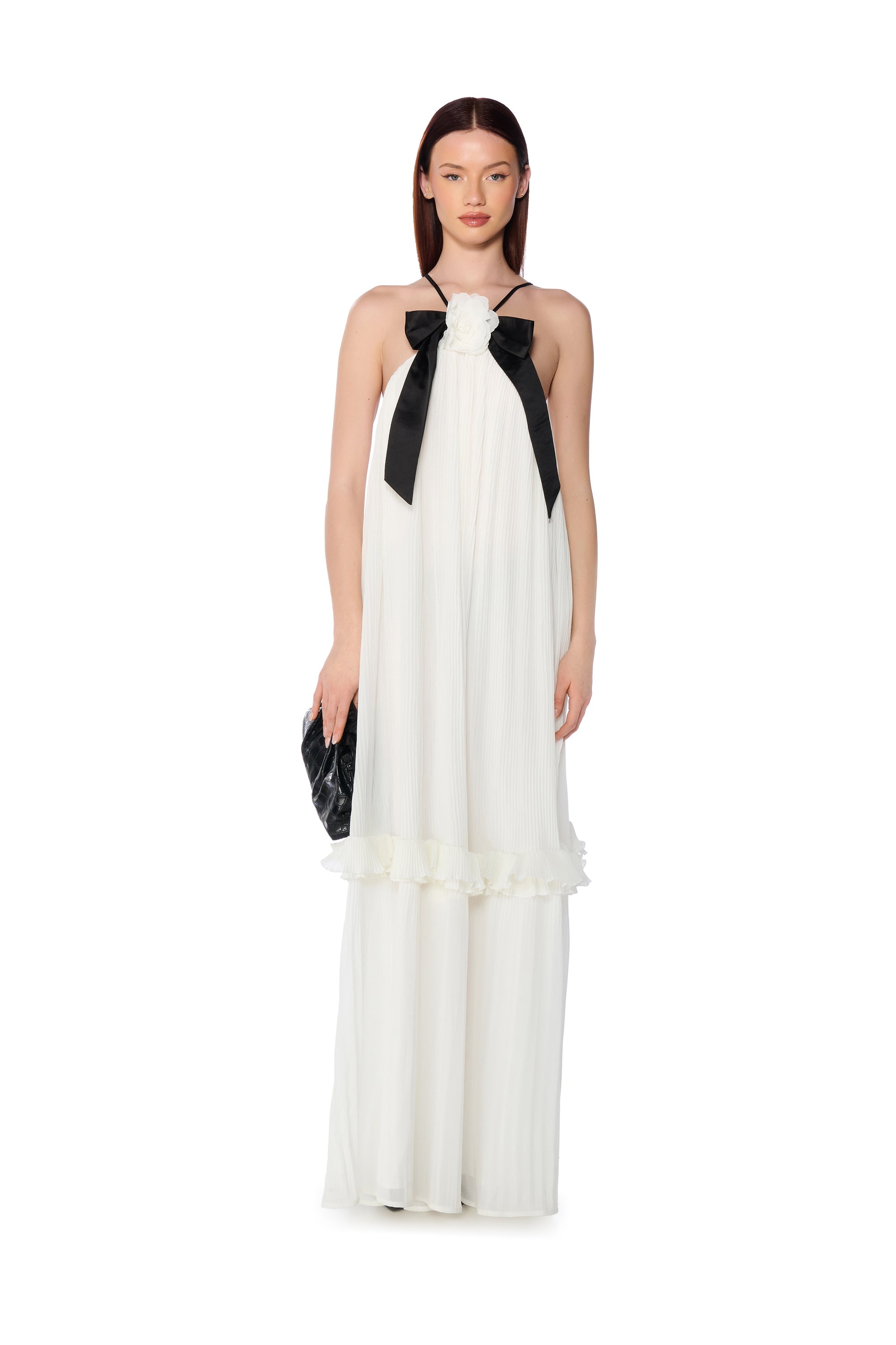 SIMPLY STATUESQUE FLOWER DETAIL MAXI DRESS
