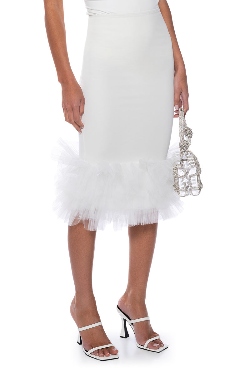 SITTING PRETTY TULLE DETAIL PENCIL SKIRT