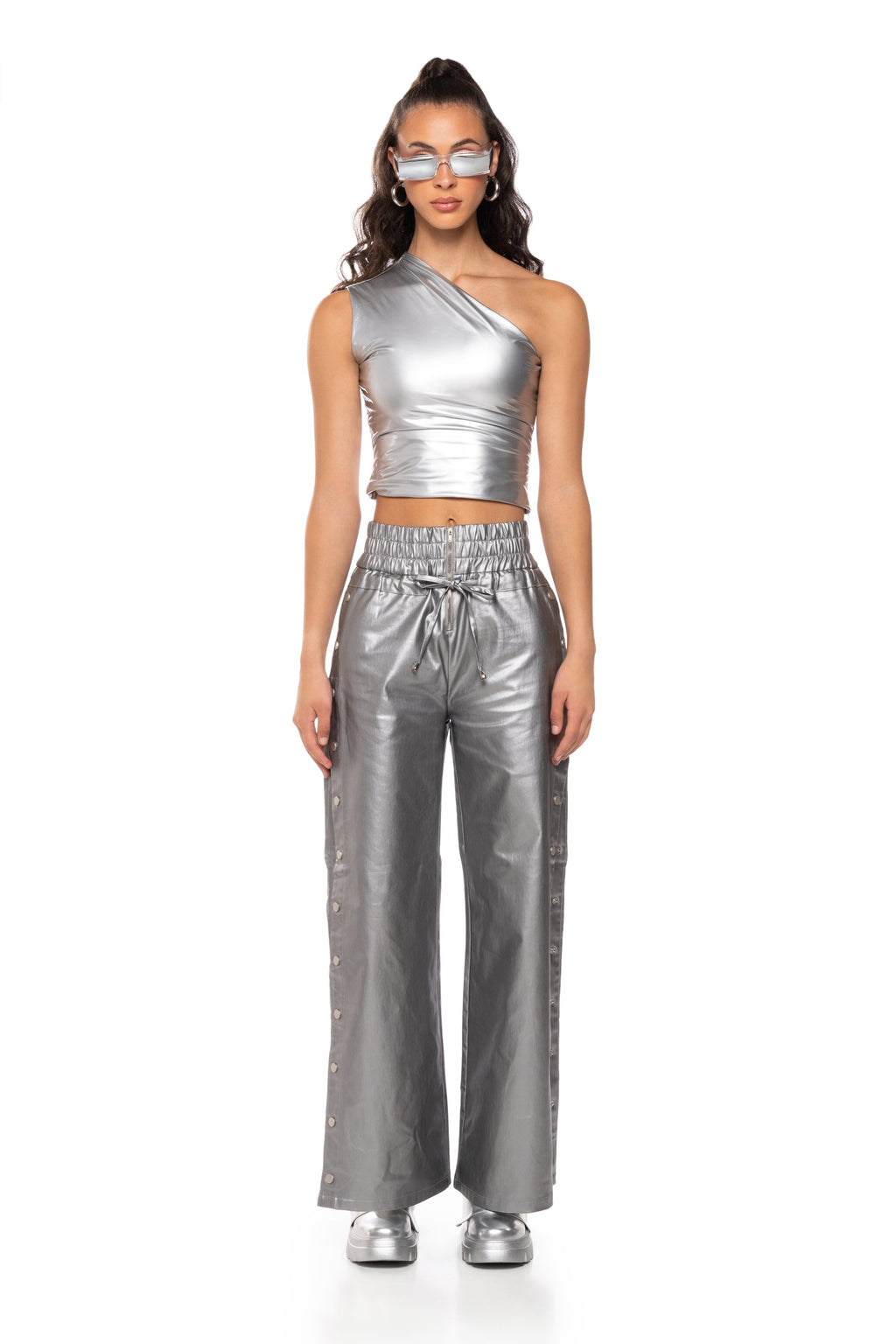 SLEEK VINYL ONE SHOULDER TOP