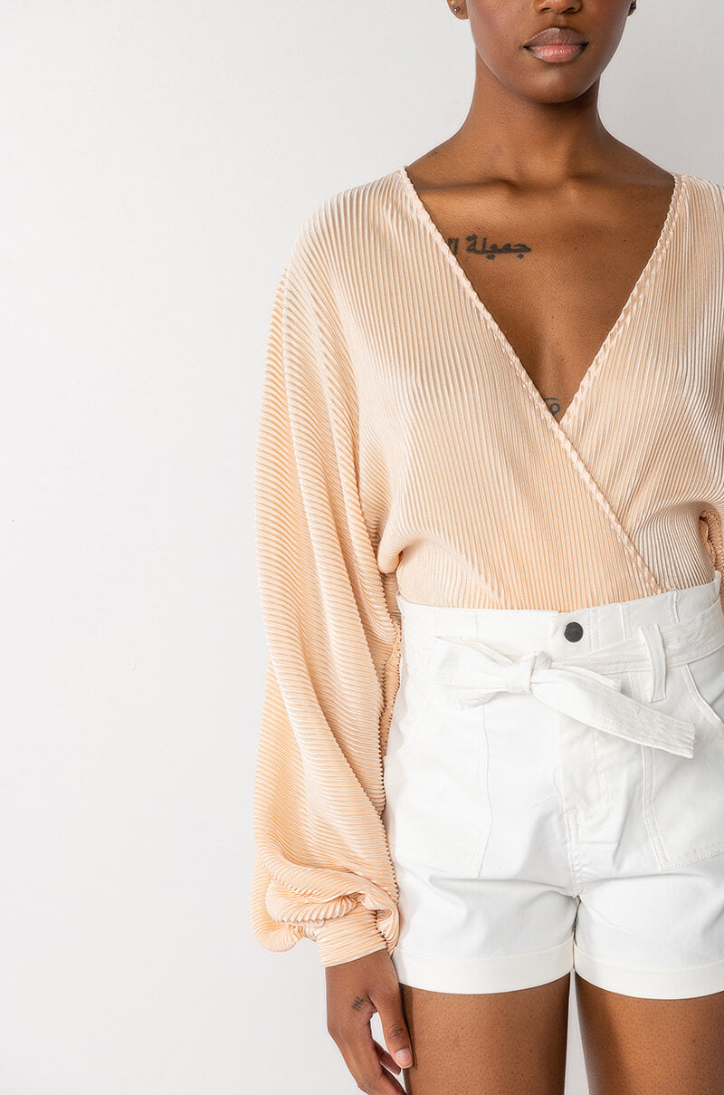 SLOW MOTION LONG SLEEVE WRAP FRONT BODYSUIT