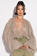 SLOW MOTION LONG SLEEVE WRAP FRONT BODYSUIT