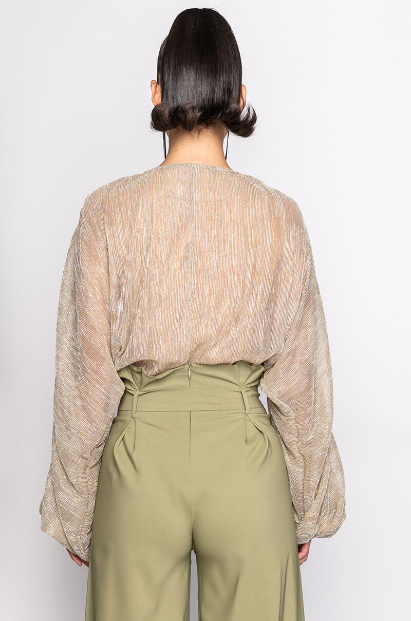 SLOW MOTION LONG SLEEVE WRAP FRONT BODYSUIT
