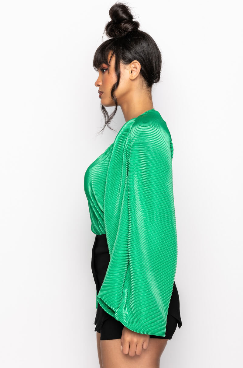 SLOW MOTION LONG SLEEVE WRAP FRONT BODYSUIT