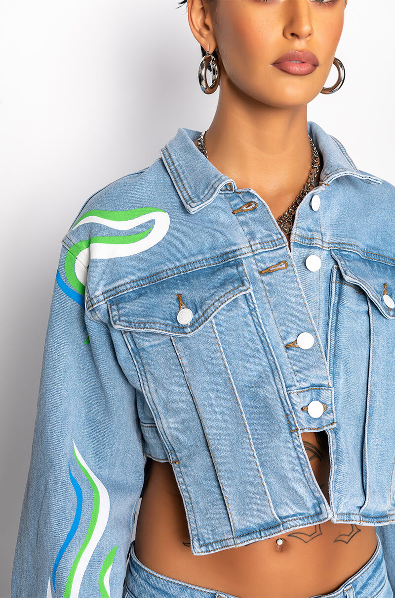 SMOOTH SWIRLIN' CROP DENIM JACKET
