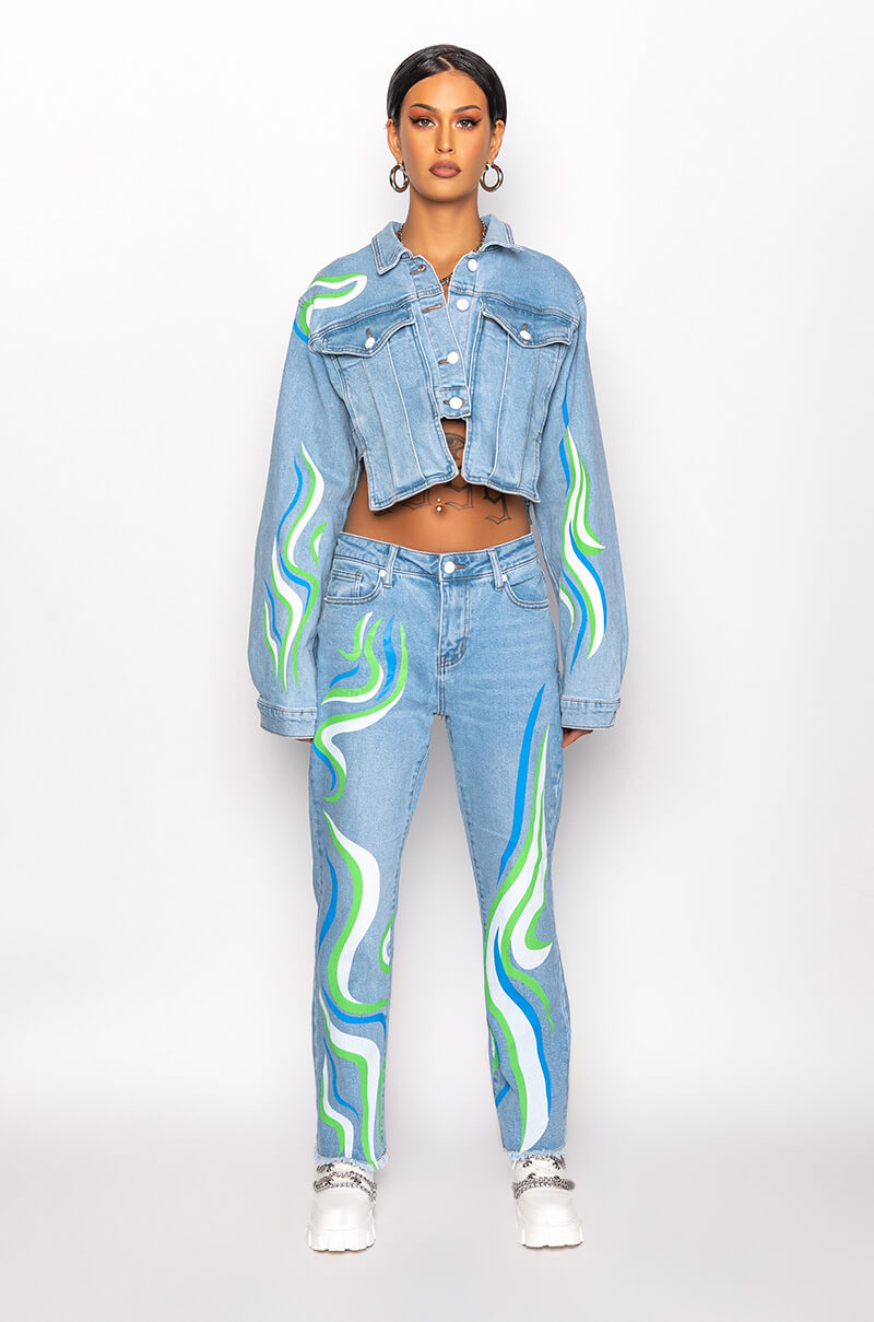SMOOTH SWIRLIN' CROP DENIM JACKET