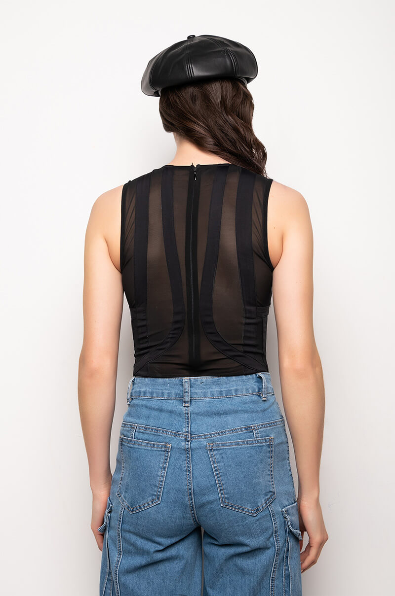 SNOBBY CUTOUT SLEEVELESS BODYSUIT