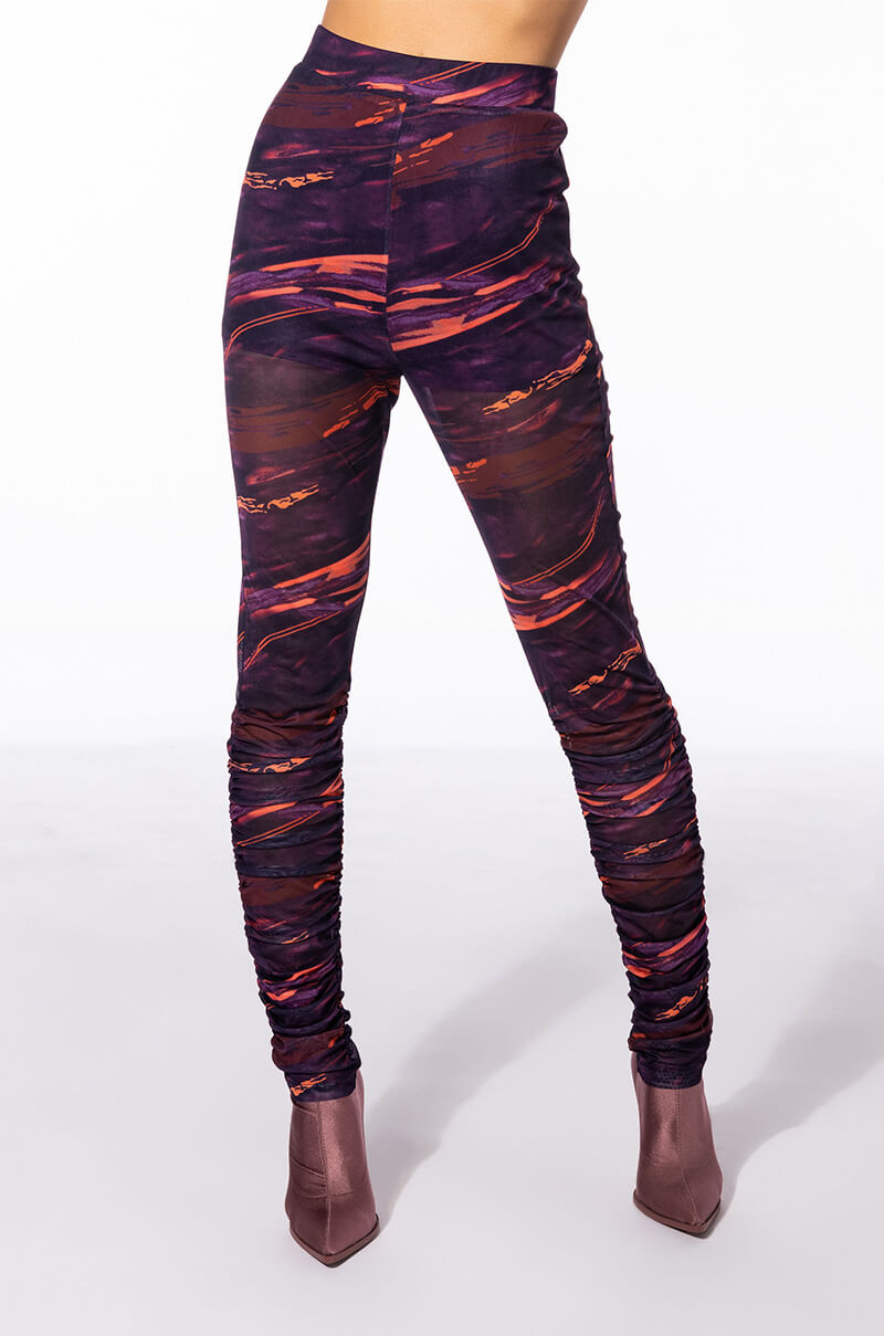 SOMETHING SPECIAL MESH LEGGING WITH RUCHED DETAIL