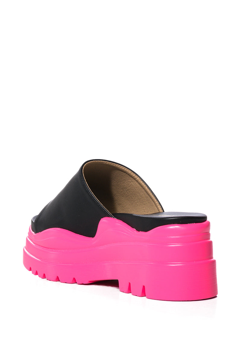 SKITTLES PINK CHUNKY SLIP ON SANDAL