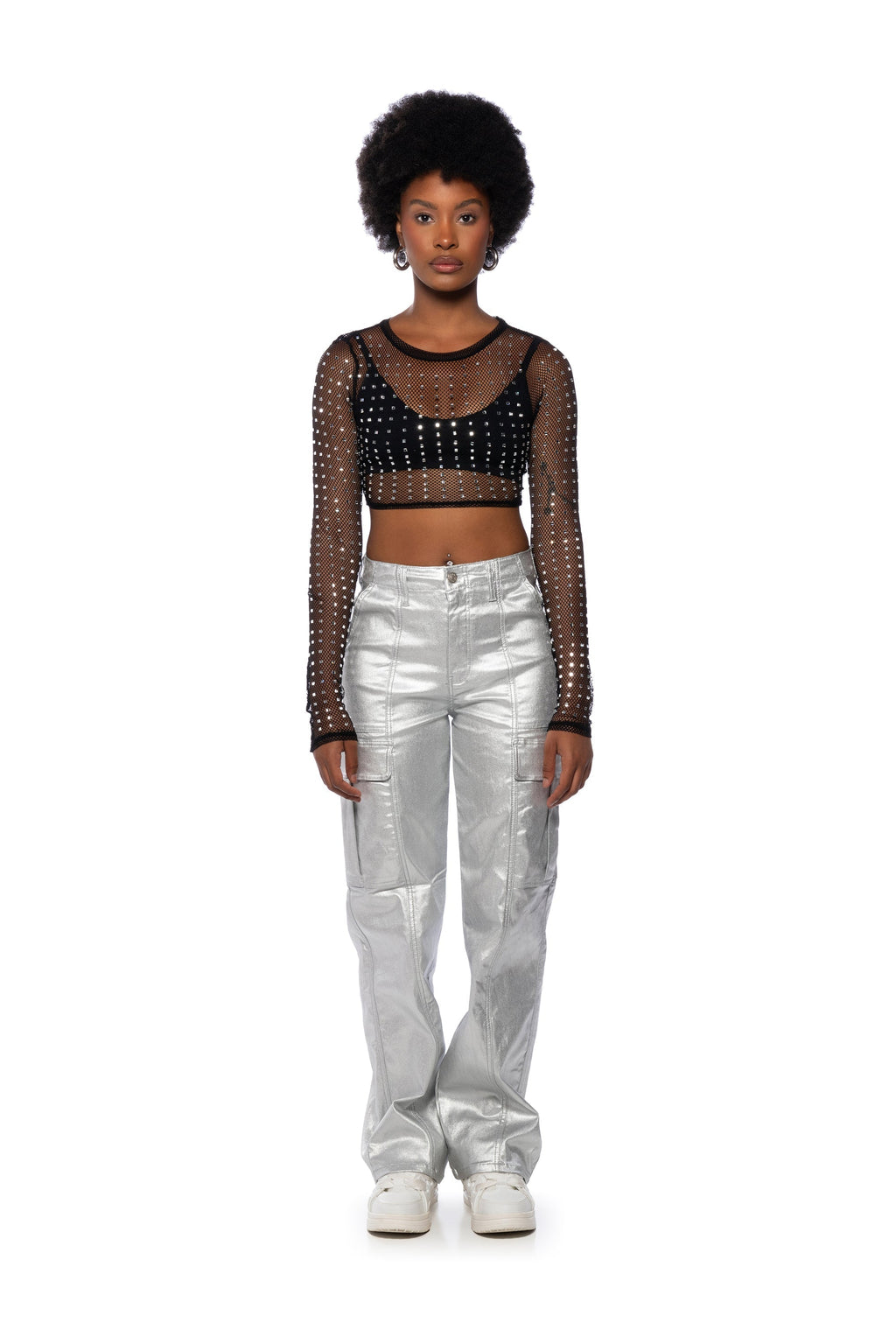 SPACE CADET WIDE LEG METALLIC PANT