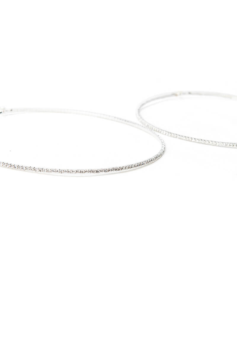 SPARKLE SILVER 100MM RHINESTONE HOOPS