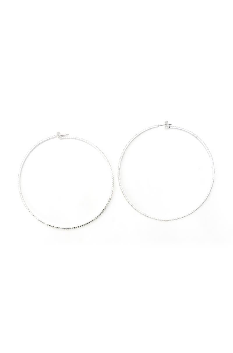 SPARKLE SILVER 80MM RHINESTONE HOOPS