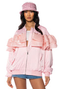 SPICE UP YOUR LIFE RUFFLE BOMBER