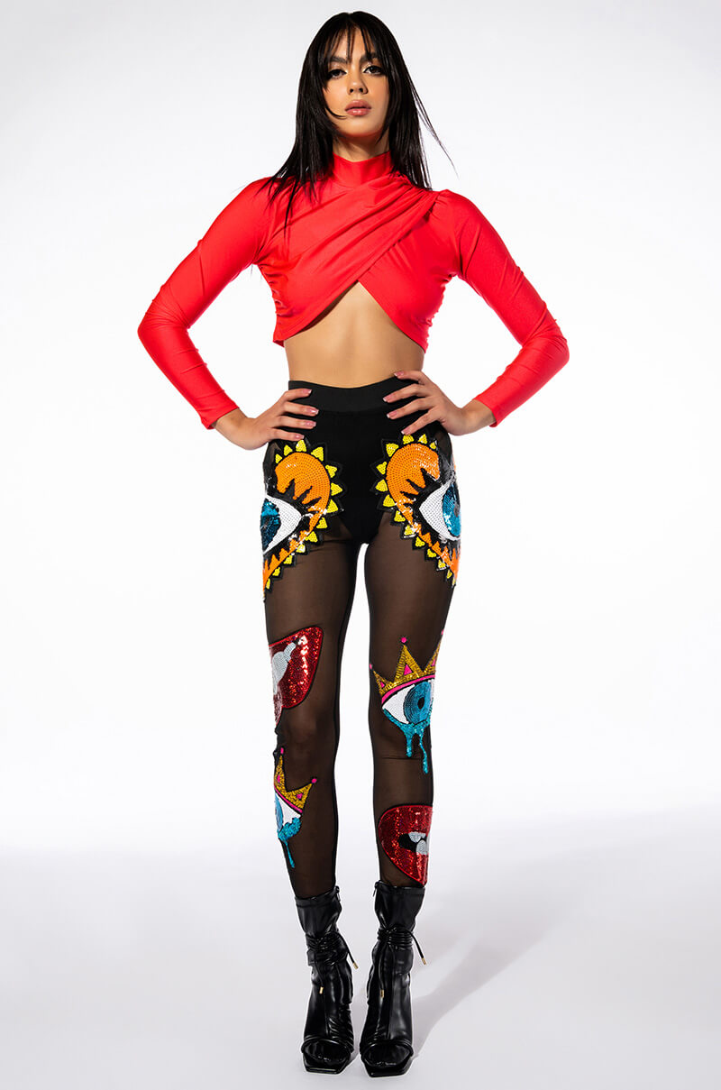 TIA WRAP FITTED LONG SLEEVE TOP