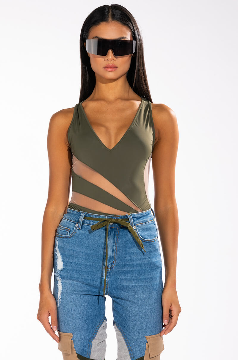 STARS ALIGN SLEEVELESS VNECK CUTOUT BODYSUIT
