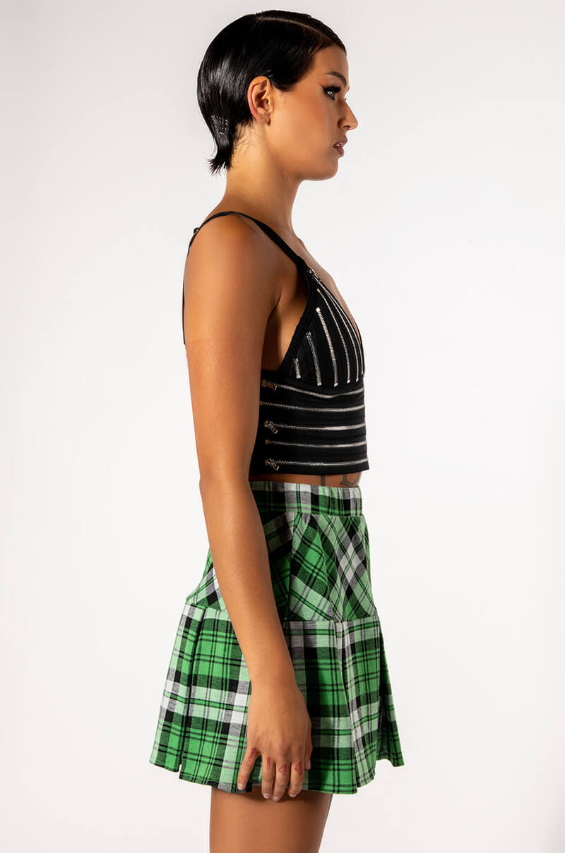 STOLE THE SHOW ZIPPER DETAIL CROPPED BANDAGE TANK