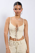 STRETCH LINEN LACE UP CORSET