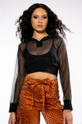 STRIKE OUT SHEER MESH POLO TOP