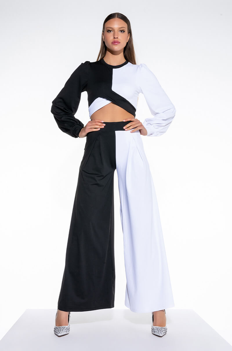 NALA COLORBLOCK CROPPED BLOUSE