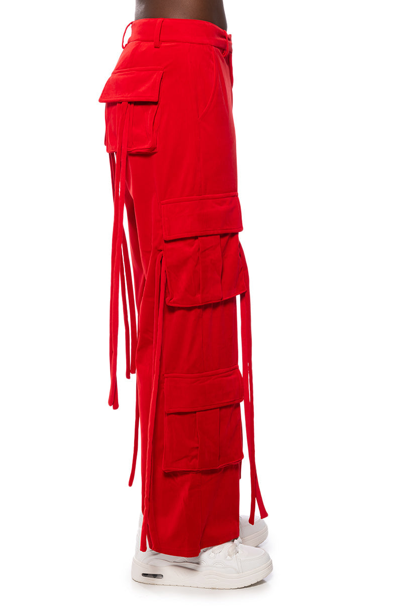 STYLIST WIDE LEG VELVET CARGO PANTS