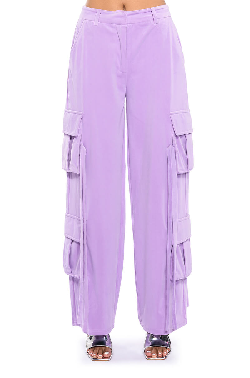 STYLIST WIDE LEG VELVET CARGO PANTS