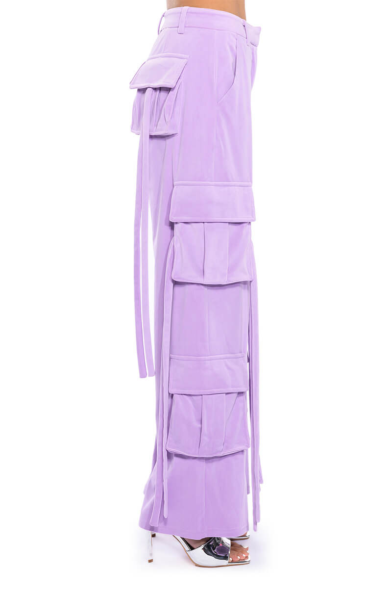 STYLIST WIDE LEG VELVET CARGO PANTS