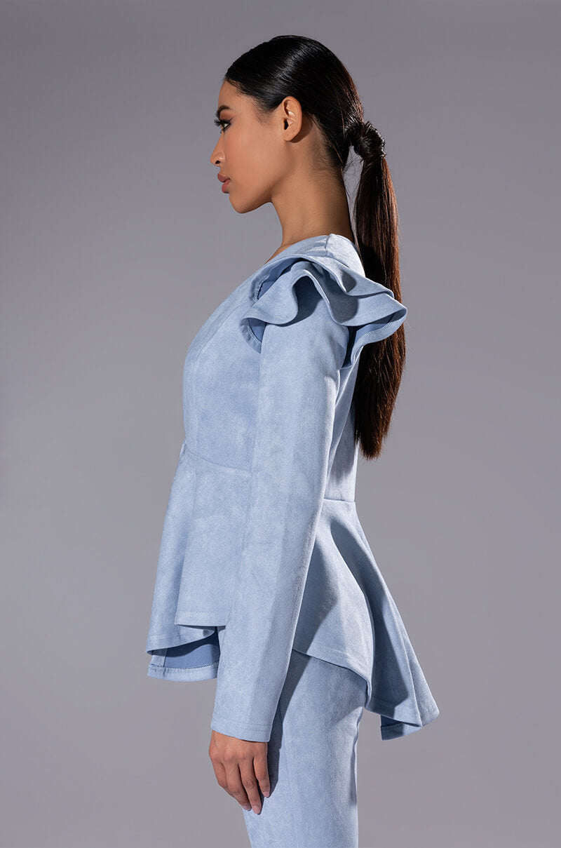 SUEDE RUFFLE BLAZER