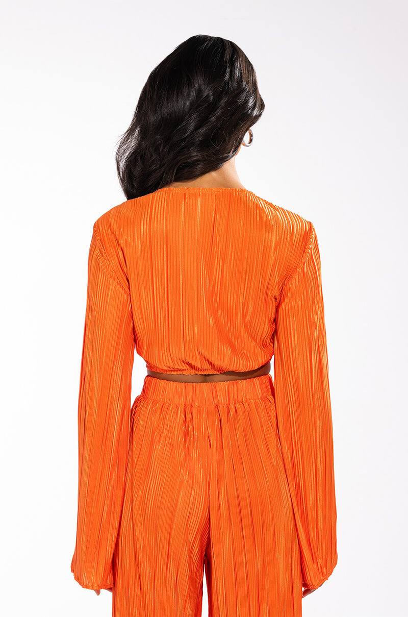 MULTI STRIPE PLISSE TIE FRONT BLOUSE
