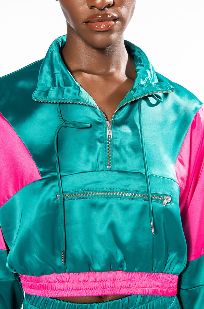 SATIN PULLOVER SWEATSHIRT