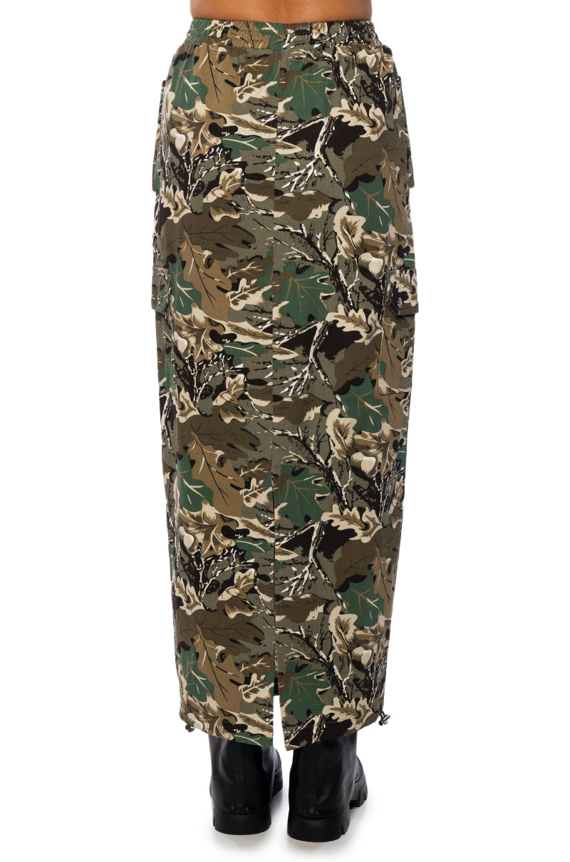 SURVIVAL MODE CAMO MAXI SKIRT