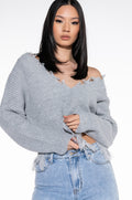 HANSEL DISTRESSED LONG SLEEVE CROPPED SWEATER