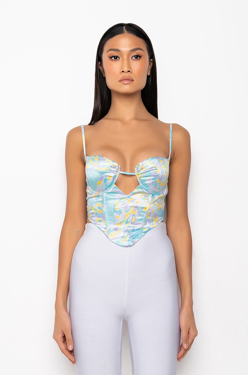 SWEET ESCAPE SATIN BUSTIER TANK