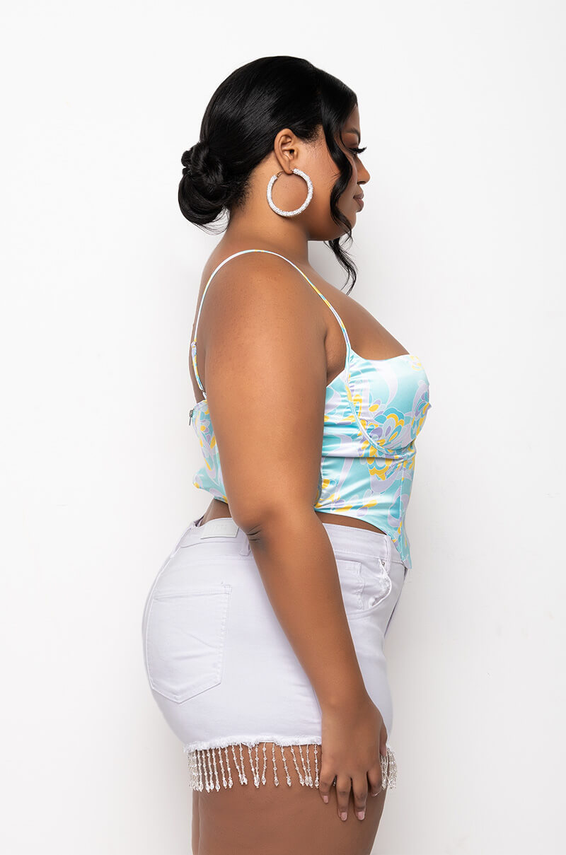SWEET ESCAPE SATIN BUSTIER TANK