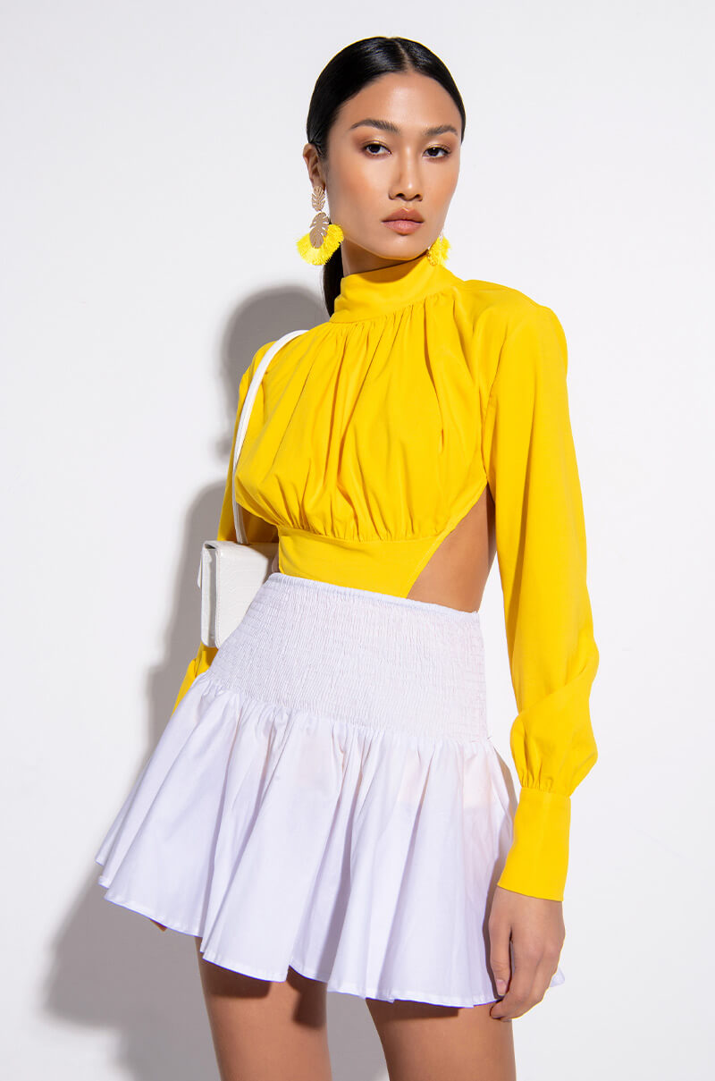 SWEET LIKE SUGAR SMOCKED FLARE MINI SKIRT