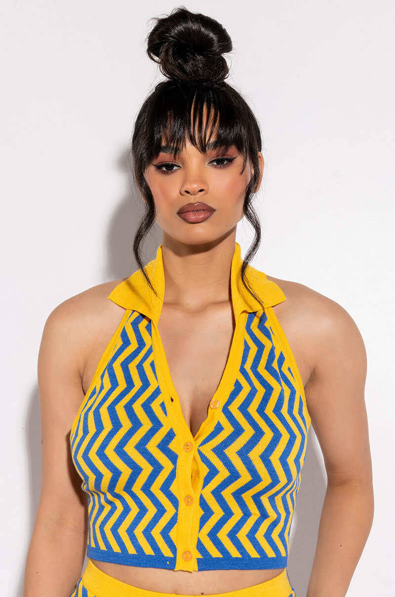 SYDNEY HALTER NECK KNIT CROP TOP