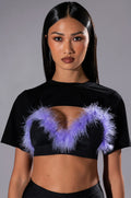 TAI FEATHER TRIM BRA AND ULTRA CROP TSHIRT SET