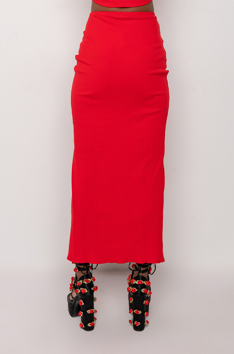 TAKE IT TO THE LIMIT RIBBED MIDI SKIRT