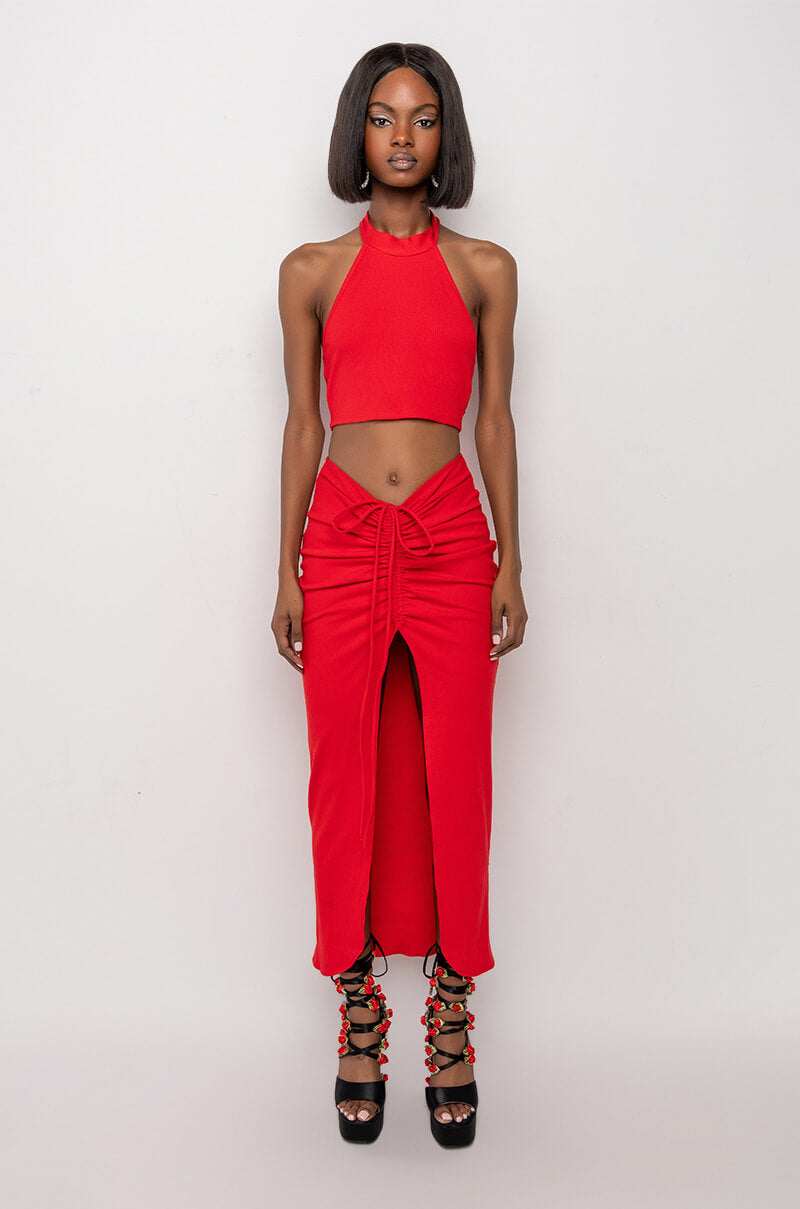 TAKE IT TO THE LIMIT RIBBED MIDI SKIRT