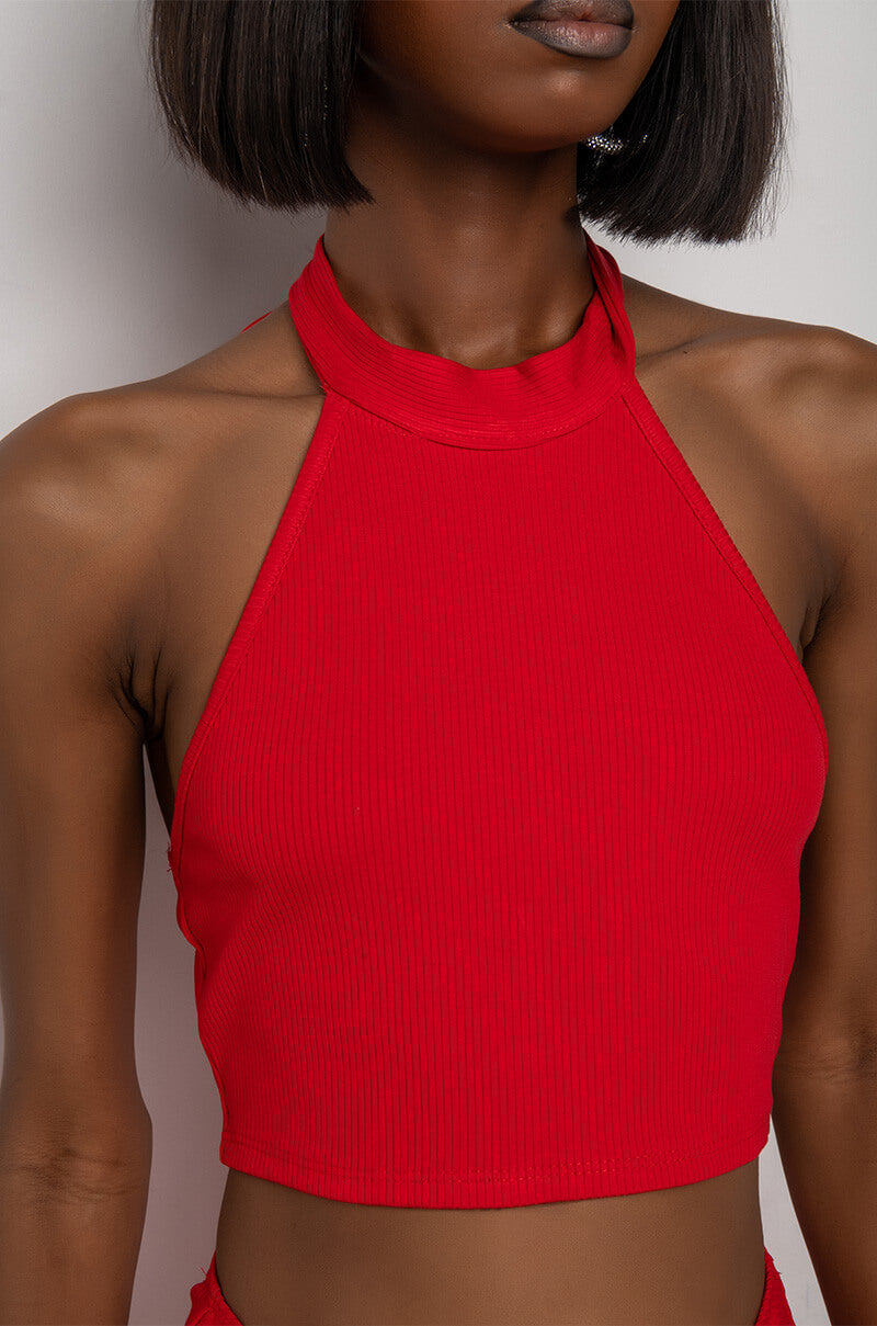 TAKE IT TO THE LIMIT RIBBED TIE TOP