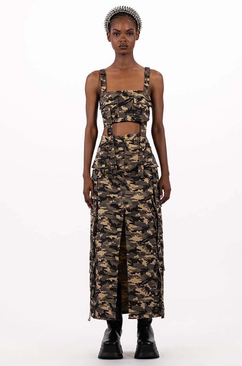 TAYLOR CAMO CARGO MAXI SKIRT