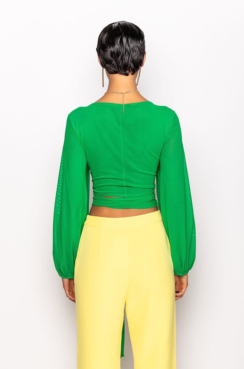 SERENA LONG SLEEVE TIE FRONT TOP