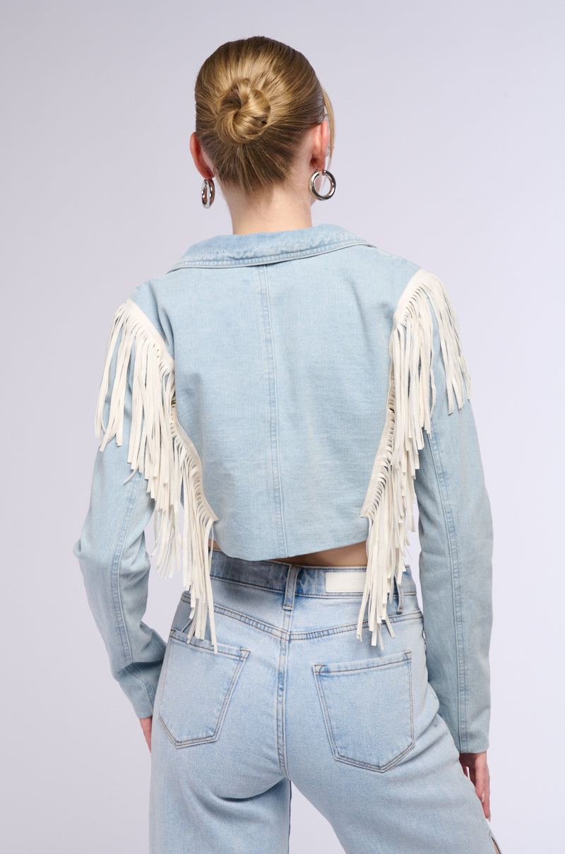 TEXAS RODEO WEEK FRINGE DENIM JACKET