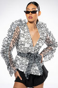 THAT NEW NEWS RUFFLE LONG SLEEVE BLOUSE