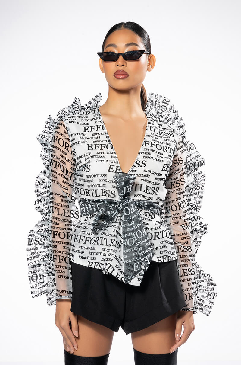 THAT NEW NEWS RUFFLE LONG SLEEVE BLOUSE