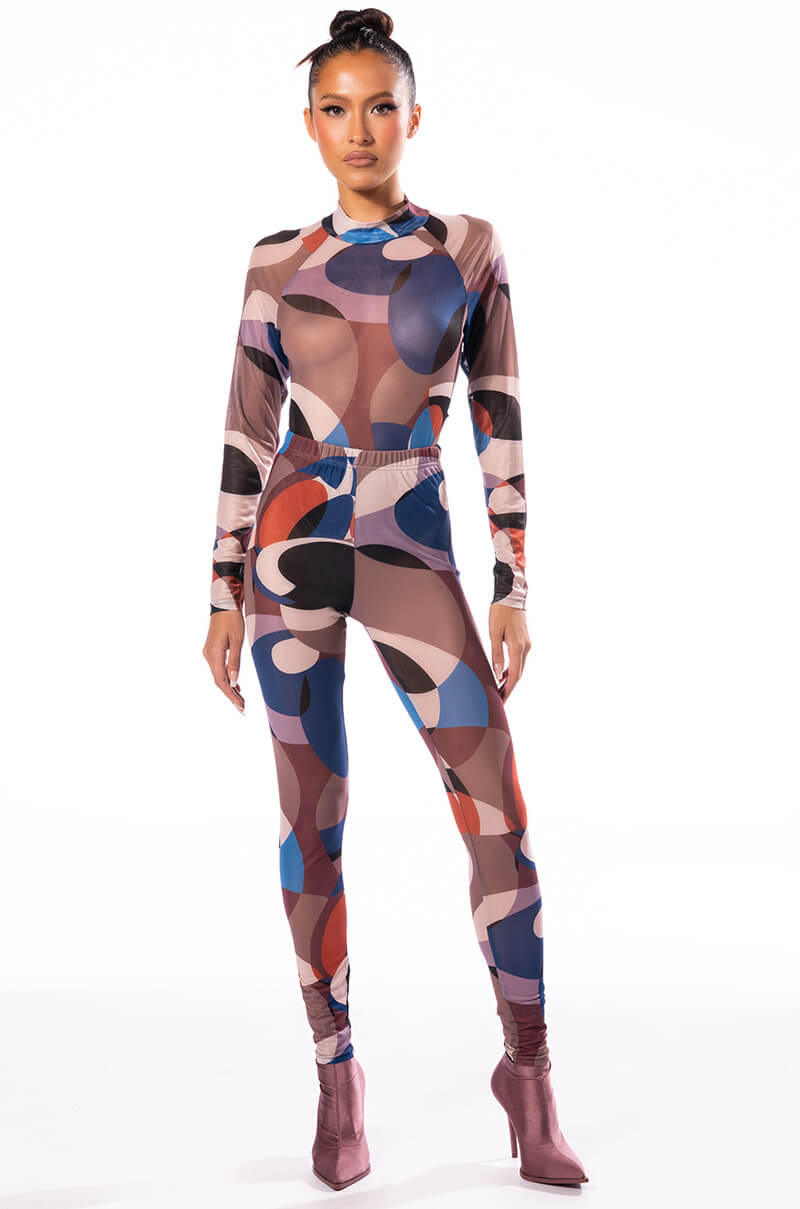 THATS A WRAP LONG SLEEVE MOCK NECK MESH BODYSUIT