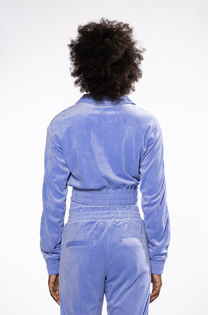 THE JET SETTER VELVET CROPPED SWEATSHIRT