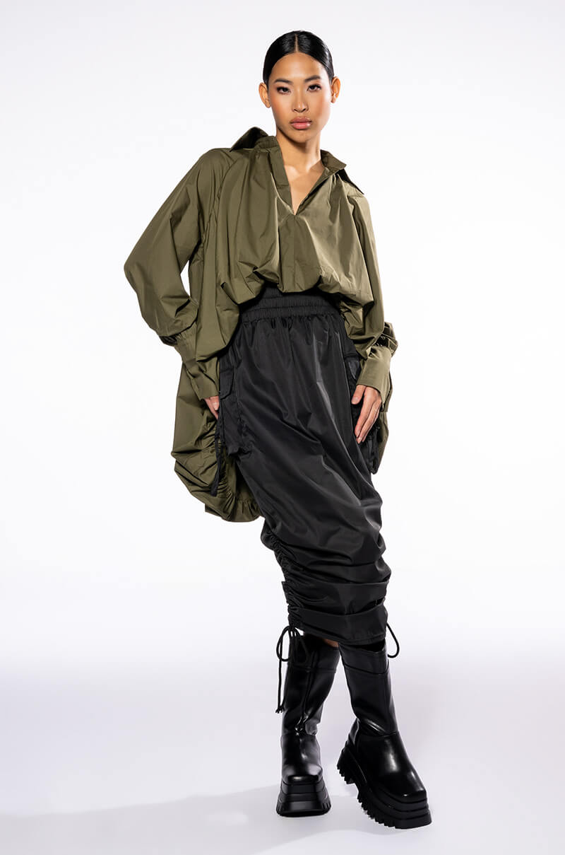 THE MUST HAVE BUBBLE POPLIN BLOUSE