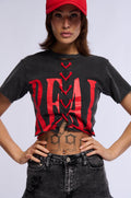 THE REAL DEAL LACE UP GRAHIC T SHIRT