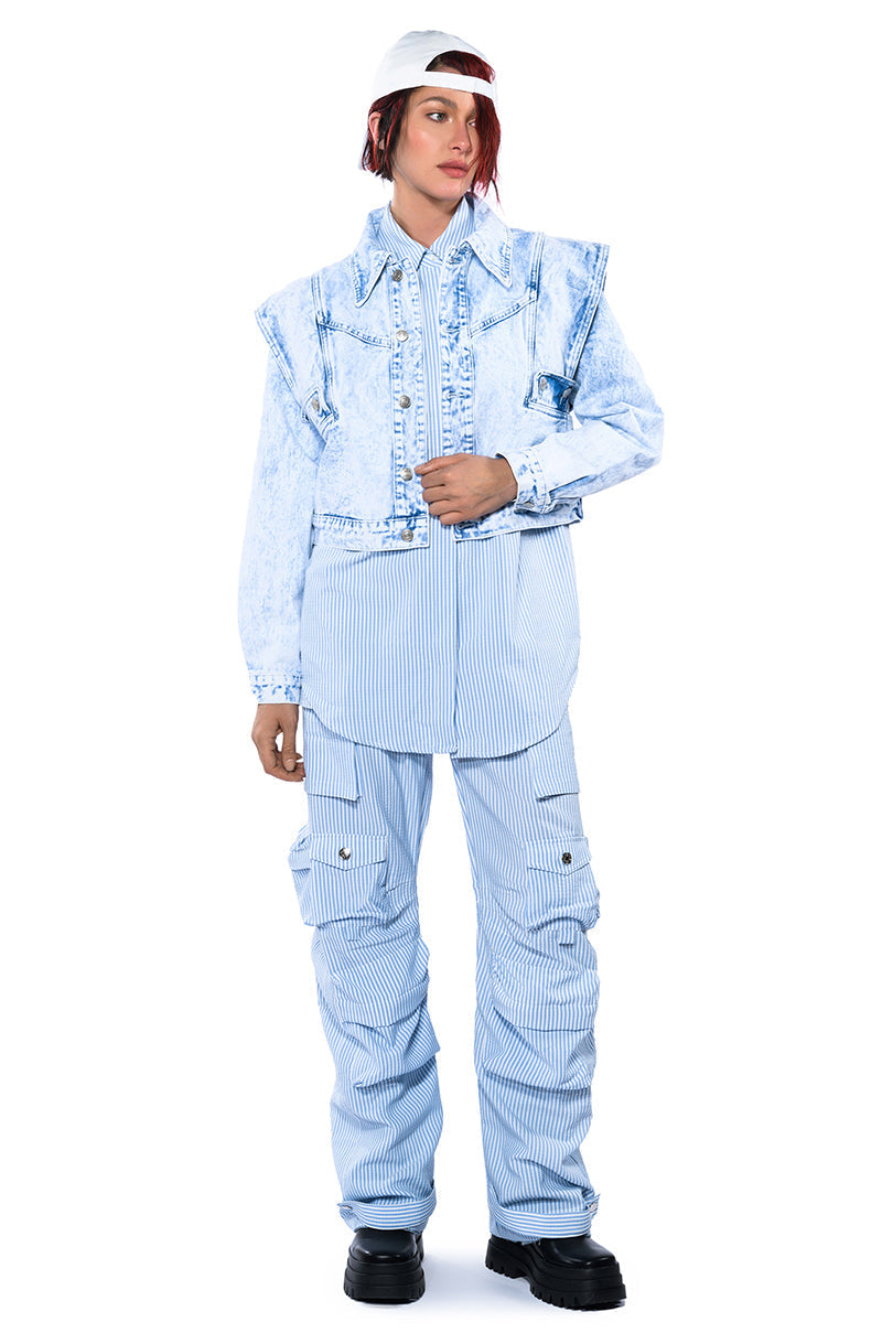 TIME AFTER TIME SHARP SHOULDER DENIM JACKET