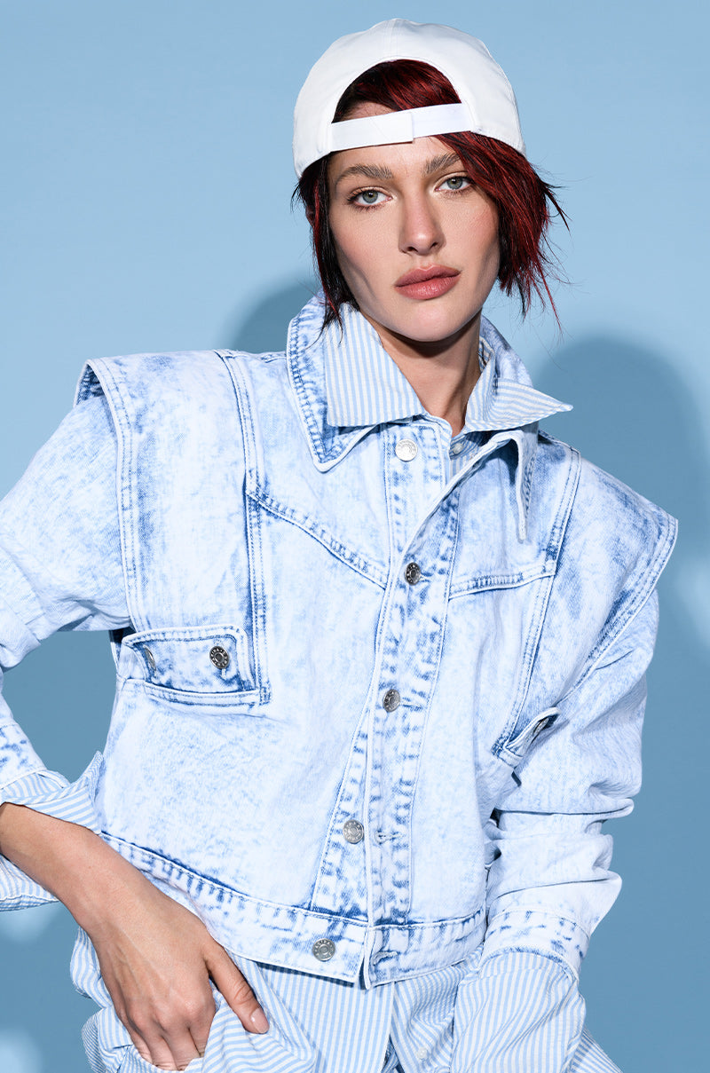 TIME AFTER TIME SHARP SHOULDER DENIM JACKET
