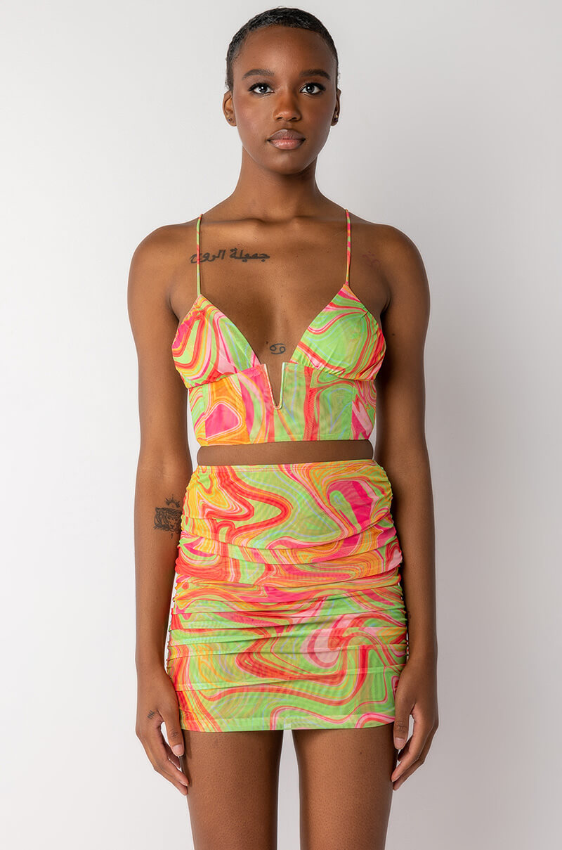 TRIPPY RUCHED MESH BUSTIER